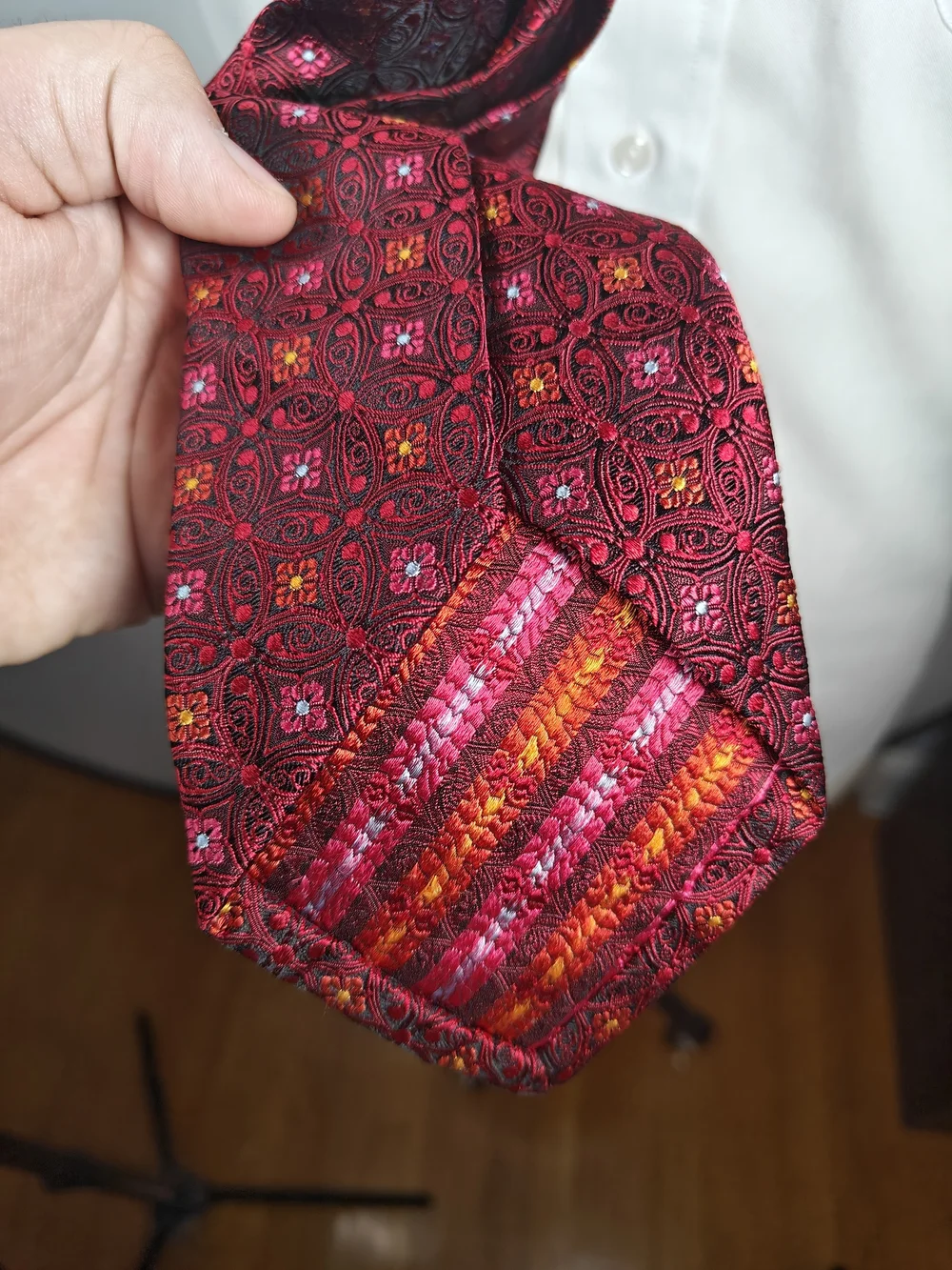 Robert Talbott Seven Fold Silk Tie Limited Edition 7/40 Red Gold Geometric